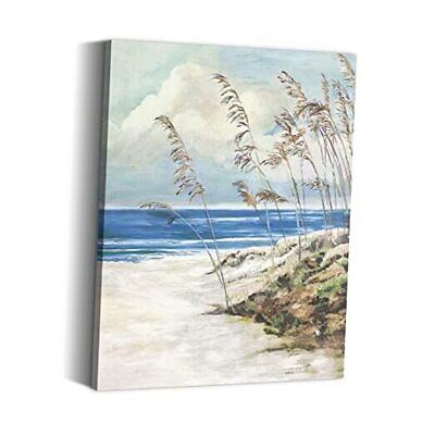 #ad #ad Beach Abstract Canvas Wall Art: Ocean Sand Dunes Grass Landscape 12quot;x16quot; $37.31