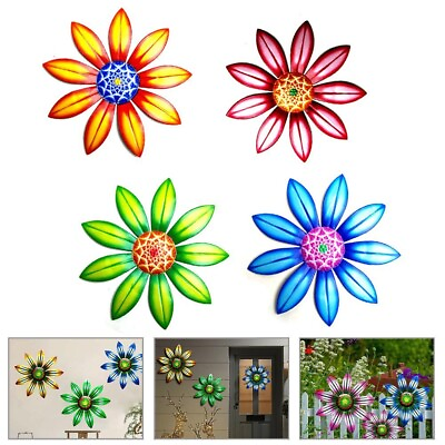 #ad Whimsical Metal Flower Wall Decor Outdoor Hanging Ornament for Home Garden $8.94