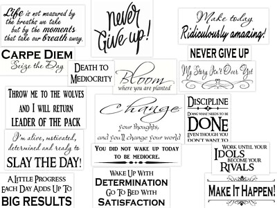 #ad 34 Motivational Wall Decals Inspirational Quotes Art Decor Vinyl Stickers .. $19.74