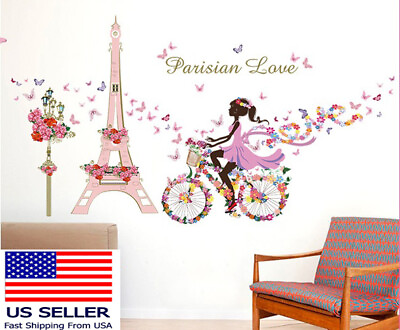 #ad For girls kids Room Removable Vinyl Wall Decal Paris eiffel tower Sticker Decor $12.99