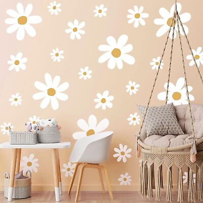 #ad 12 Sheets Daisy Wall Decals White Flower Wall Stickers Big Daisy Wall Stickers $29.37
