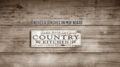 Rustic Retro country kitchen sign Farmhouse Home Decor 8x3quot; distressed $14.99