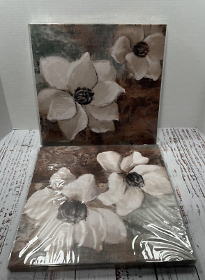 #ad Wall Art Canvas Floral Flowers Set of 2 $19.98