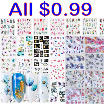#ad #ad Nail Art Stickers 3D Nails Decals Nail Foil DIY Flower Slider Nail Decoration CA C $1.10