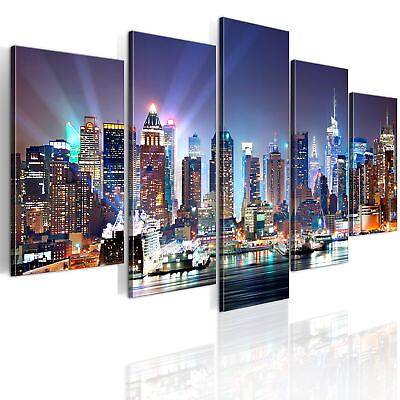 #ad NEW YORK CITY NIGHT Canvas Print Framed Wall Art Picture Photo Image 9020099 $99.99
