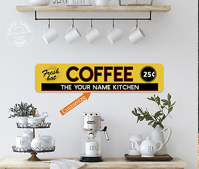 #ad Personalized Coffee Sign Kitchen Decor Cafe Barista Shop Corner 104182002080 $24.95