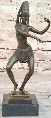 #ad Art Deco Hot Cast Hand Made Marble Base Figurine Dancer Bronze Sculpture Figure $154.50