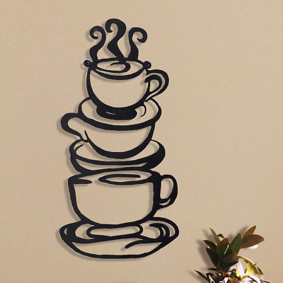 #ad Coffee Cup Metal Wall Art Farmhouse Kitchen Restaurant Decor Coffee Bar Sign $15.37