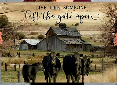 #ad New Western Farm Cattle FRAMED Picture Live Like Someone 17.7 X 11.8 Wall Canvas $19.75