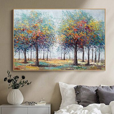 #ad Colorful Tree Painting Canvas Wall Art Print Canvas Art Wall Poster Wall Picture $11.27