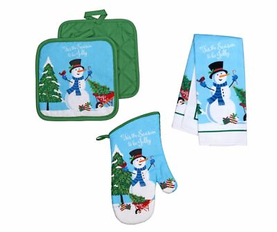 #ad Christmas Snowman Kitchen Decor Theme Kitchen Linen Set Design Bundle of 5 Items $10.99