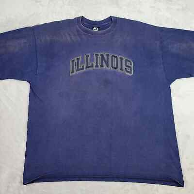 #ad Vintage Illinois Shirt Men XXL Blue Crew Team Fighting Illini Adult $10.00