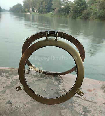 #ad 24 inches Canal Boat Porthole Glass Nickel Finish Ship Window Wall new designer $232.20