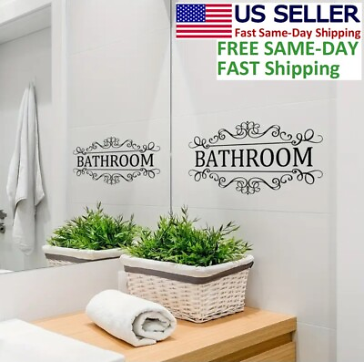 #ad #ad Bathroom Sign Wall Sticker PVC Waterproof Removable Self Adhesive Wall Art Decor $3.95
