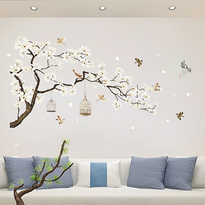 #ad DIY Art Cherry Blossom Wall Stickers White Flower Tree Branch Decal Mural Home $22.55