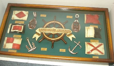 Vintage Sailor Tool amp; Flag Nautical Display Maritime Navy Framed Shadow Box $24.99