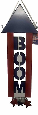 #ad Rustic Metal Americana Red White amp; Blue Wall Hanger Memorial Day 4th Of July $12.99