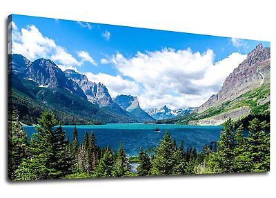 #ad Landscape Saint Mary Lake Canvas Wall Art for Living Room Wall Decor Glacier ... $150.38
