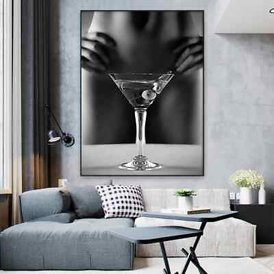 #ad Black and White Art Bar Poster Bar Decor Mural Canvas Wall Art Canvas Painting $3.41