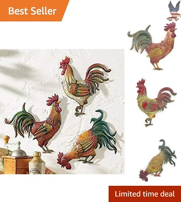 #ad Colorful French Country Rooster Trio Wall Decor 100% Satisfaction Guarantee $65.69