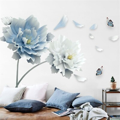 #ad Removable Flower Lotus Butterfly Wall Stickers 3D Wall Art Decals Home Decor US $19.90