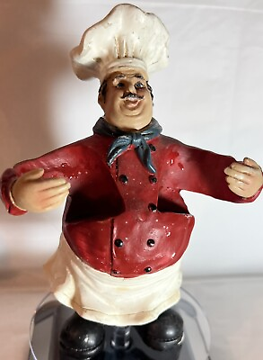 #ad Vintage Chef Figure. Salt and Pepper Holder. 6in. Chubby Chef. Kitchen Decor $13.80