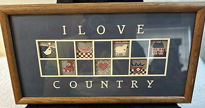 #ad I Love Country USA Wall Decor Farmhouse Country Primitive Rustic Cottage Core $12.00
