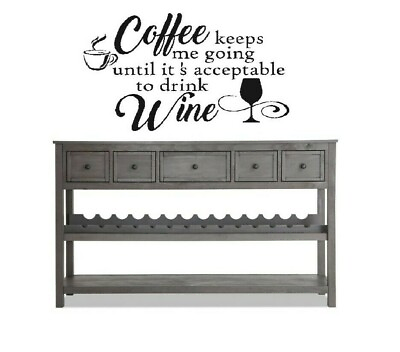 #ad COFFEE WINE Cafe Bar Kitchen Wall Art Decal Quote Home Decor Vinyl Words Decal $14.76