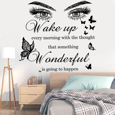 #ad Inspirational Wall Stickers Quotes Vinyl Eyes Eyelash Wall Decals Motivational S $17.53