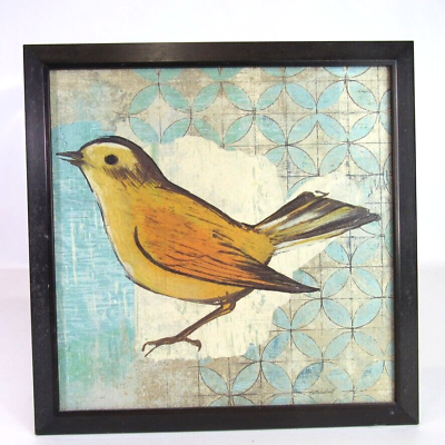 #ad Wilson#x27;s Warbler Framed Picture 12quot; x 12quot; Target Wall Hanging Bird Decor $14.05