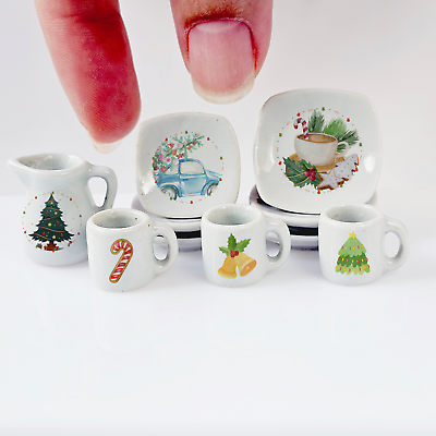 #ad Tiny Christmas Gift Ceramic Kitchen Decor Set 10 Pcs Dollhouse Miniatures $27.99