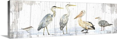 #ad Birds of the Coast Rustic Panel Canvas Wall Art Print Bird Home Decor $74.99