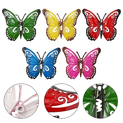 #ad 5PC Colorful Metal Butterfly Yard Garden Decor Outdoor Lawn Wall Art Metal Decor $13.10