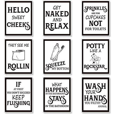 #ad Vintage funny Bathroom Wall Art Wall Decor Bathroom Decor Pictures 9Pc Art Print $17.96