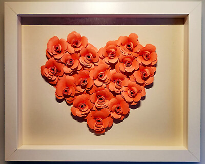 #ad Orange 3D Wall Hanging Roses Frame Art Artificial Flowers for Valentines Gift $52.50