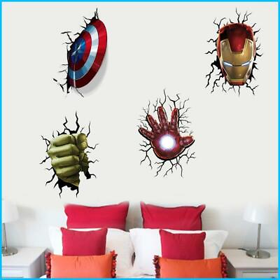 #ad Avenger Wall Stickers For Kids Room Cartoon Broken Children Bedroom Decor Home $9.46