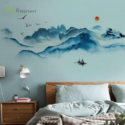 Ink Painting Wall Sticker Self Adhesive DIY Bedroom Living Room Home Decoration $21.71