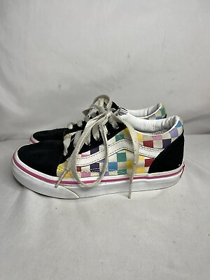 Vans Off The Wall Girls Old Skool 721356 Multicolor Checker Skate Shoes Size 13 $19.99