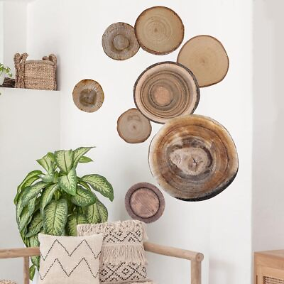 #ad Runtoo Boho Basket Wall Decals 3D Round Modern Wood Wall Art Stickers Bedroom Li $2.55