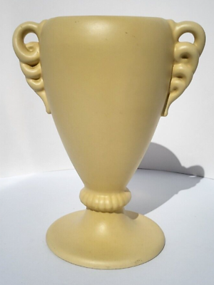 #ad Vintage Art Deco custard pale yellow urn Mid modern vase Haeger 57.2 $12.60