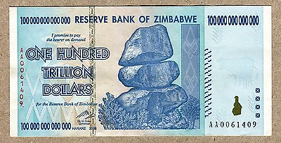 #ad #ad Zimbabwe 100 Trillion Dollar EXTREMELY LOW Serial AA00...VF Money Inflation $375.25