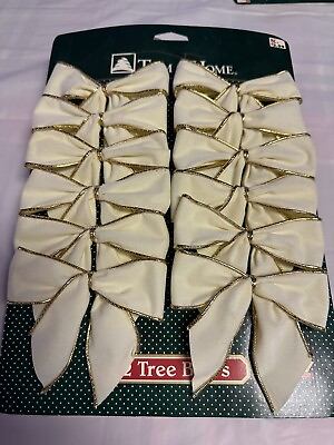 #ad Vintage NEW Kmart Trim A Home Winter Cream Gold 12 Tree Bows $19.99