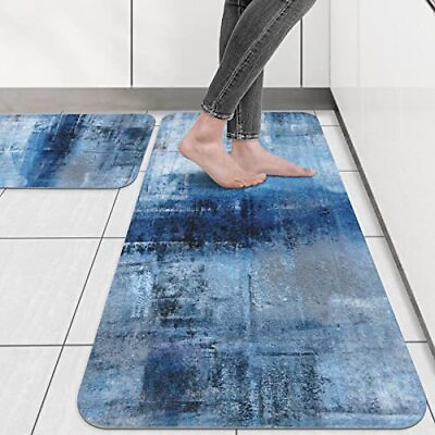 #ad Kitchen Mat and Gray Abstract Art Kitchen Rugs and Mats 17quot;X48quot;17quot;X24quot; Blue $42.71