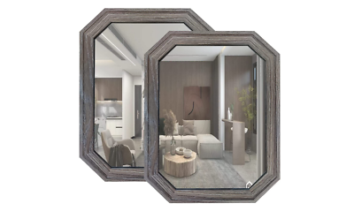 #ad 2 Pack Rustic Retro Wooden Frame Decorative Bedroom Living Room Bath Wall Mirror $27.54