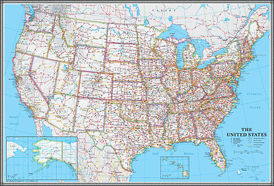 #ad United States US USA Wall Map Poster Classic Blue Edition by Swiftmaps $59.99
