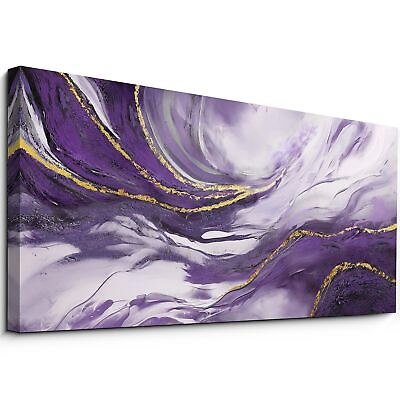 #ad Purple Wall Art Large Artwork for Living Room Purple and Gold Abstract Ca... $156.39