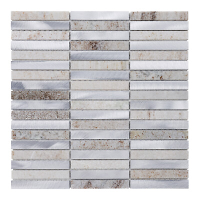 Aluminum Gray Quartzite Stone Marble Stacked Mosaic Tile Kitchen Wall Backsplash $269.50