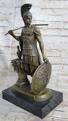 #ad Art Deco Large Odysseus Roman Warrior Bronze Sculpture Marble Base Figure Decor $249.50