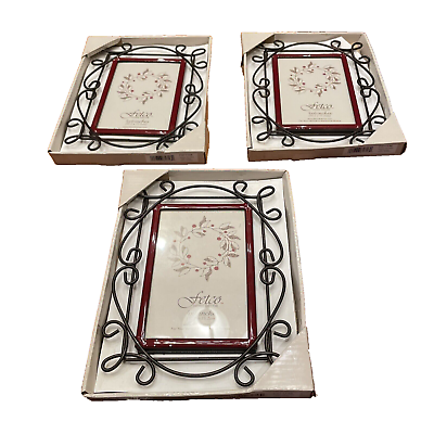 #ad Fetco Home Decor Picture Frame 4 x 6 inches Wesley TB w Red Border Set Of 3 $24.95