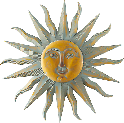#ad Metal Sun Home Wall Decor Indoor Outdoor Distressed Wall Sculpture with Copper L $101.99